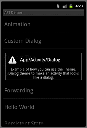 Android ApiDemo示例解讀系列之六:App->Activity->Dialog